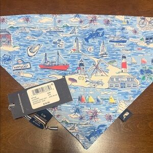 Nantucket Nautical Print Bandana - Blue S/M size